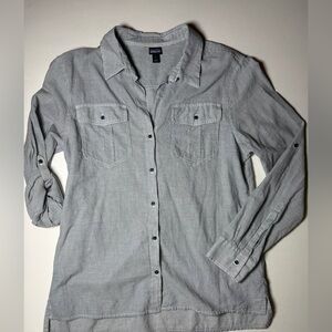 Patagonia Box 150 Ventura Shirt Large Organic Cotton Hemp Stripe Button Front
